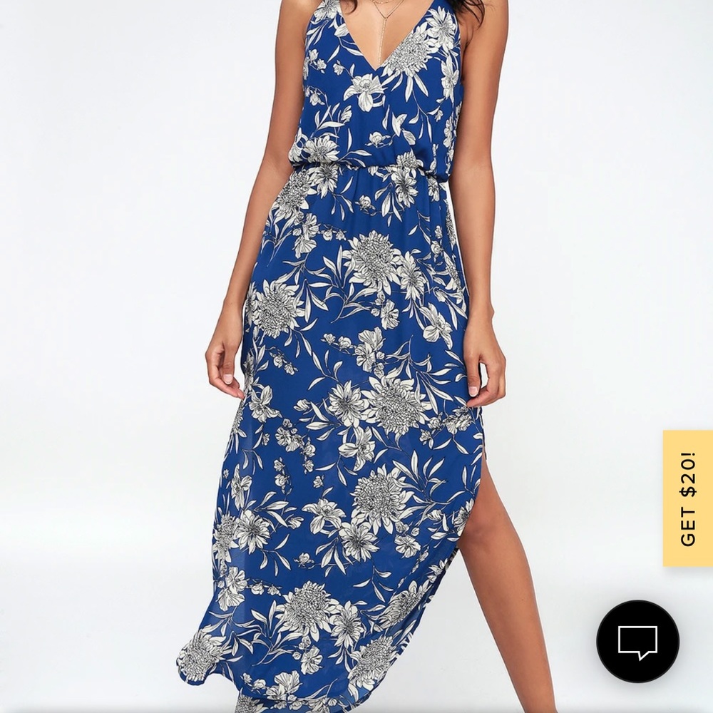 Lush Blue Floral Dress